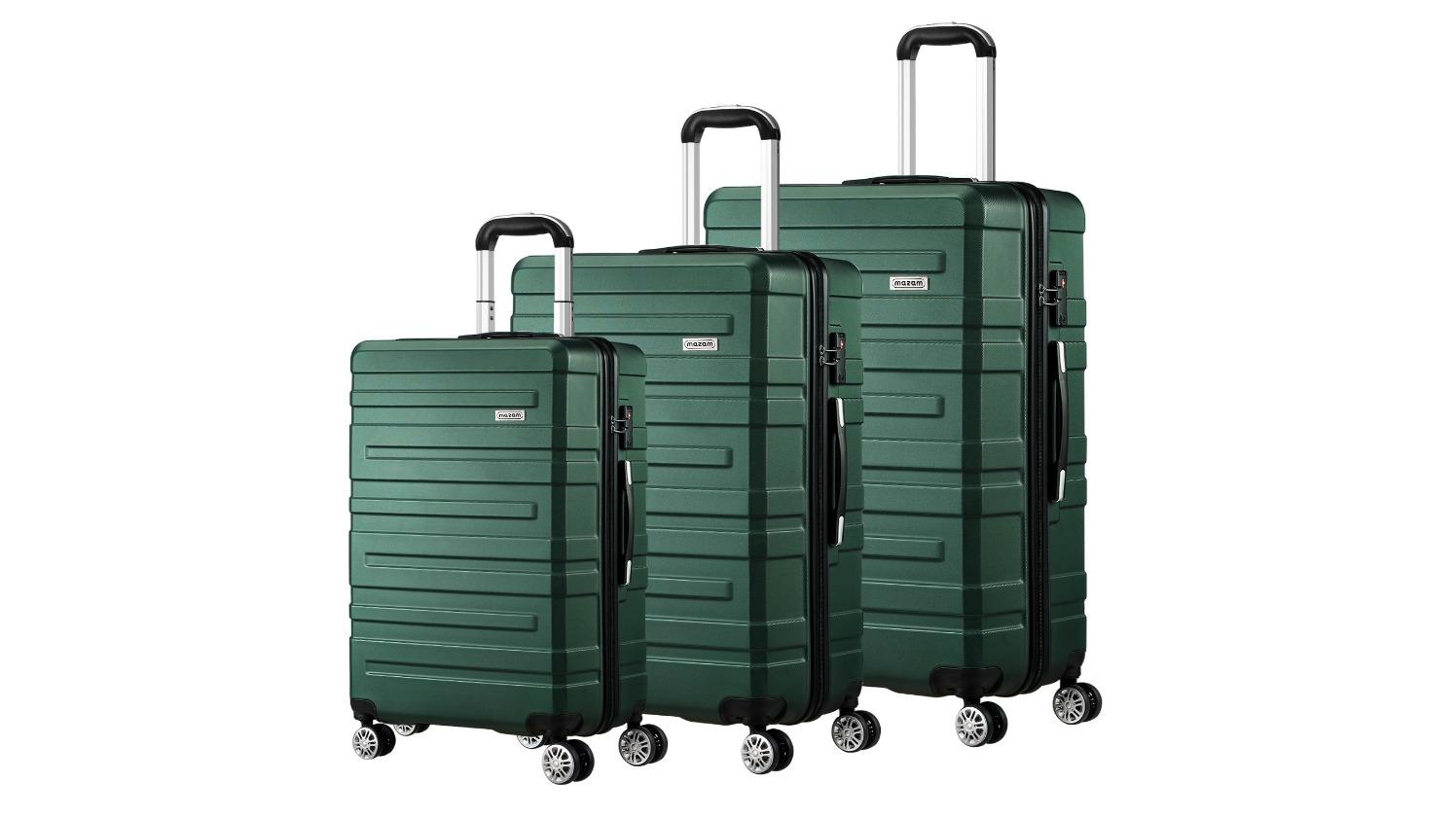 Mazam 3 Piece TSA Lock Luggage Suitcase - Green