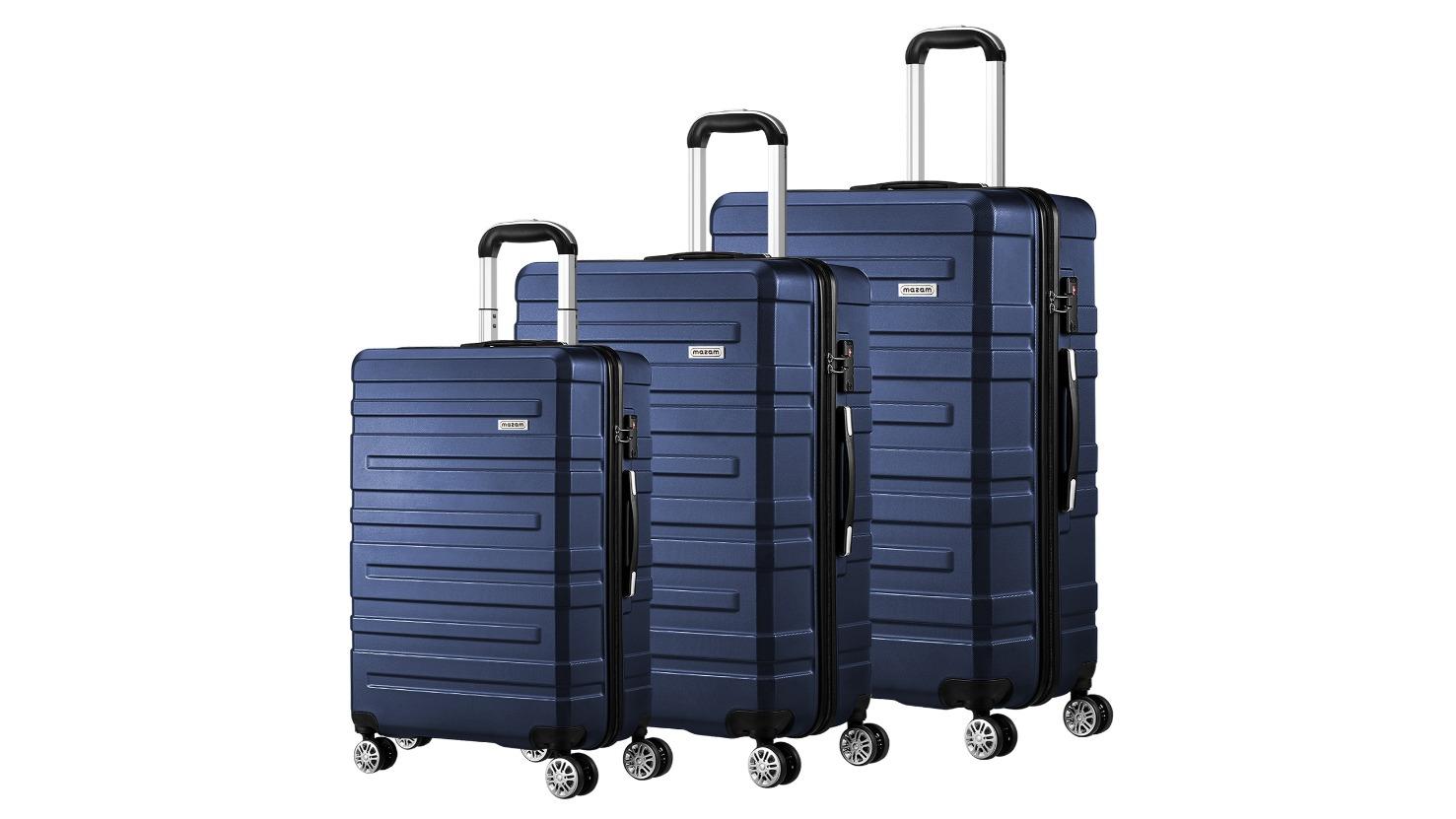Mazam 3 Piece TSA Lock Luggage Suitcase - Navy