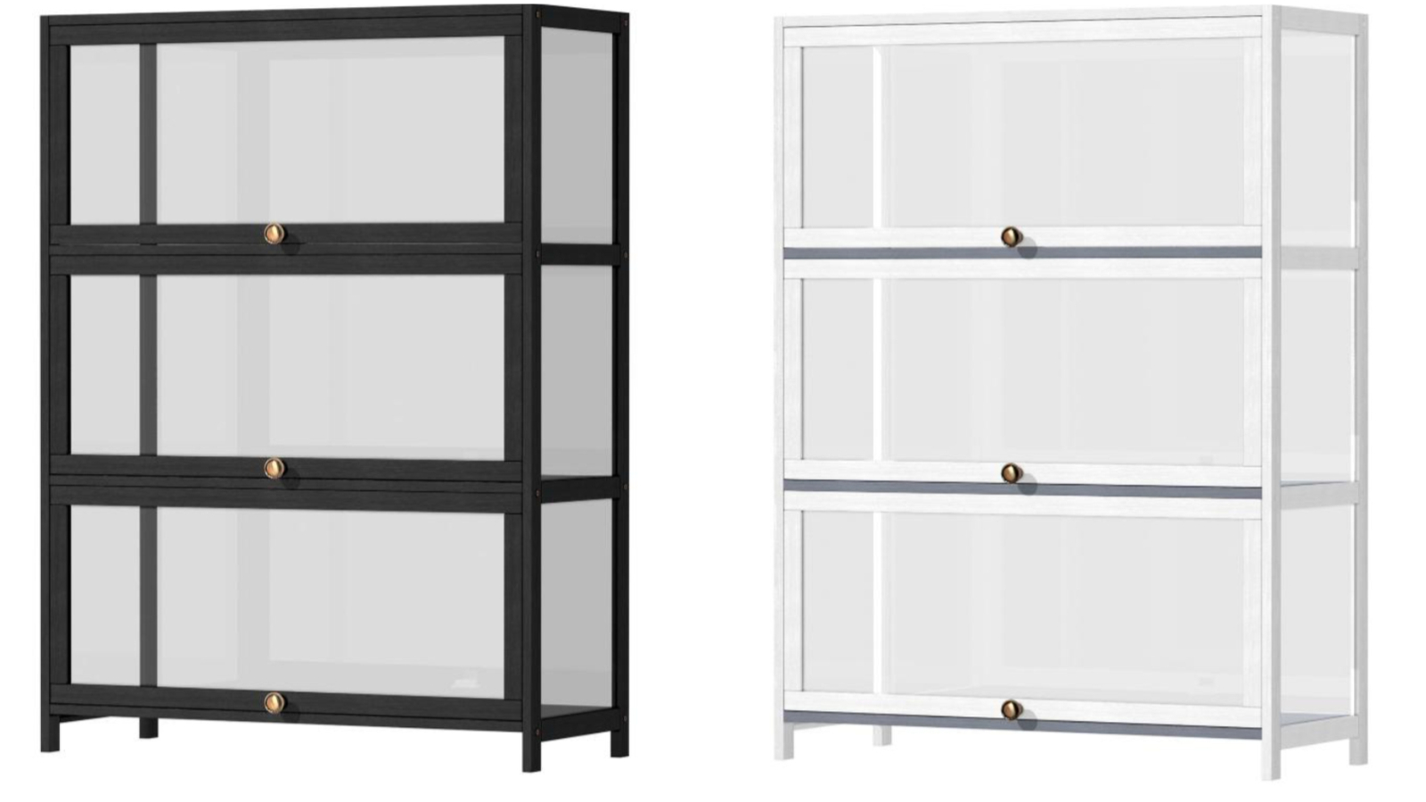 Oikiture 3-Tier Shelves Clear Bookcase Stand Rack