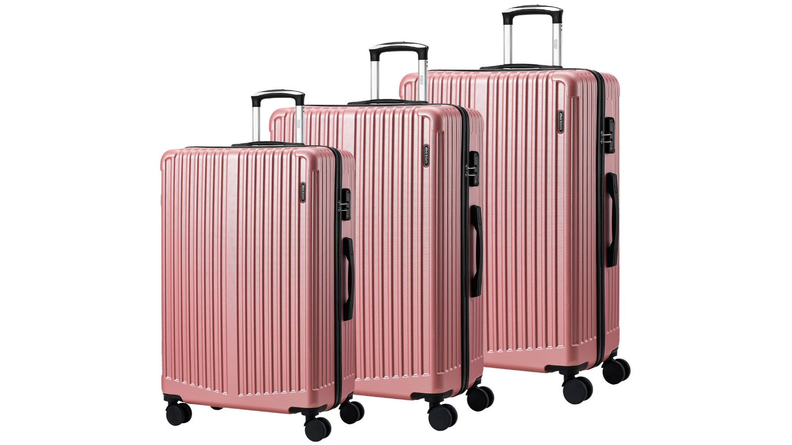 Mazam 3 Piece Hard Case Trolley Suitcase - Pink