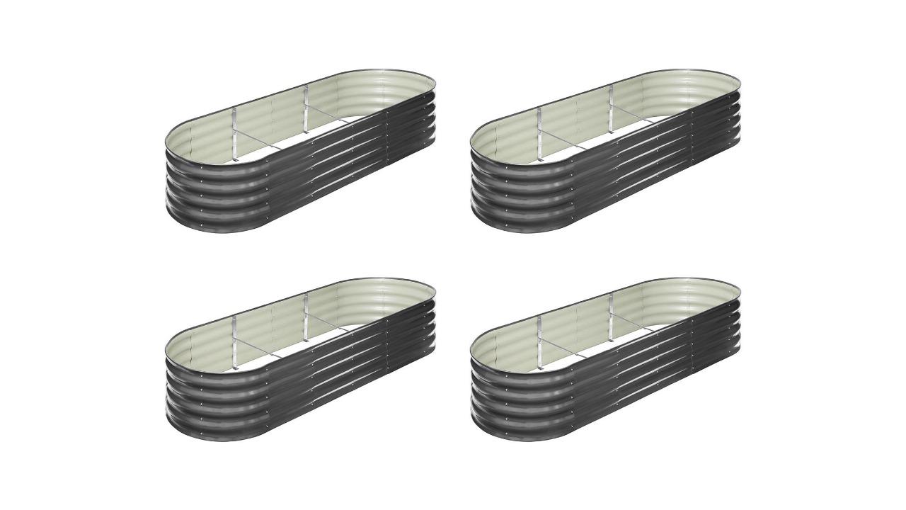 Livsip Set of 4 Galvanised Steel Raised Garden Bed - 240 x 80 x 42cm