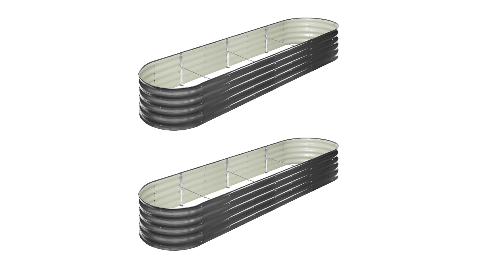 Livsip Set of 2 Galvanised Steel Raised Garden Bed - 320 x 80 x 42cm