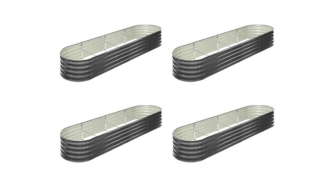 Livsip Set of 4 Galvanised Steel Raised Garden Bed