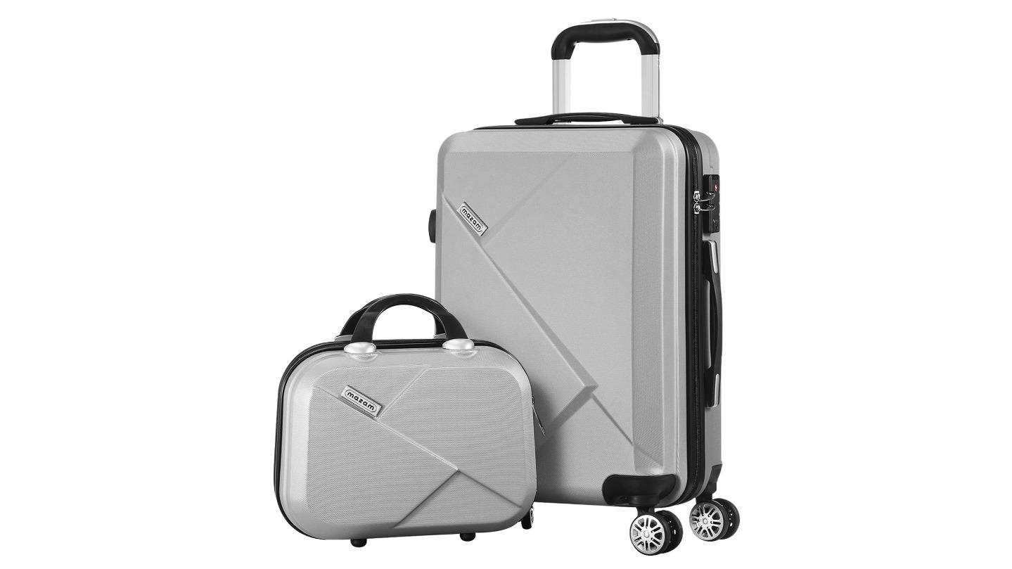 Mazam 2 Piece TSA Lock Luggage Suitcase - Silver