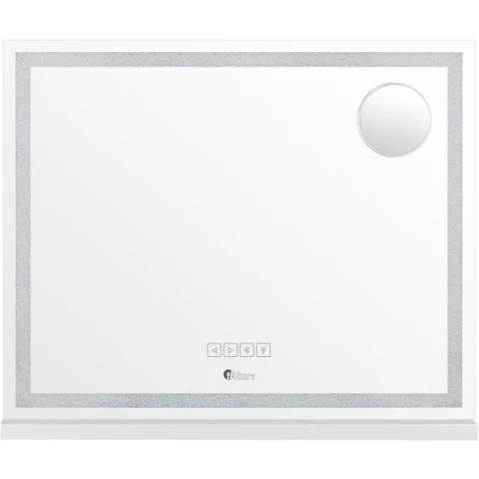 Oikiture LED Crystal Makeup Mirror Bluetooth Hollywood Vanity Mirror - 58 x 49cm