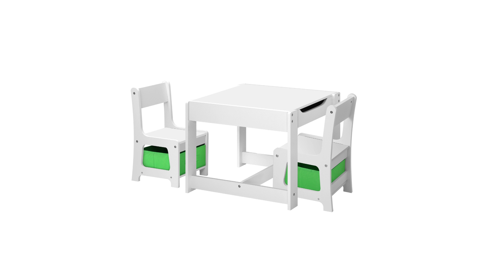 Oikiture Wooden Table and Chair Set with Storage Box