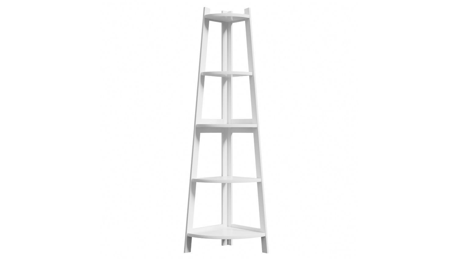 Oikiture 5-Tier Corner Ladder Shelf Stand - White