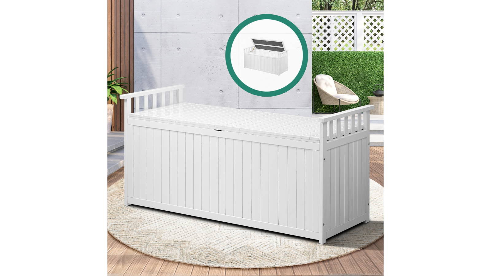 Livsip 500L Outdoor Storage Bench Box White Harvey Norman