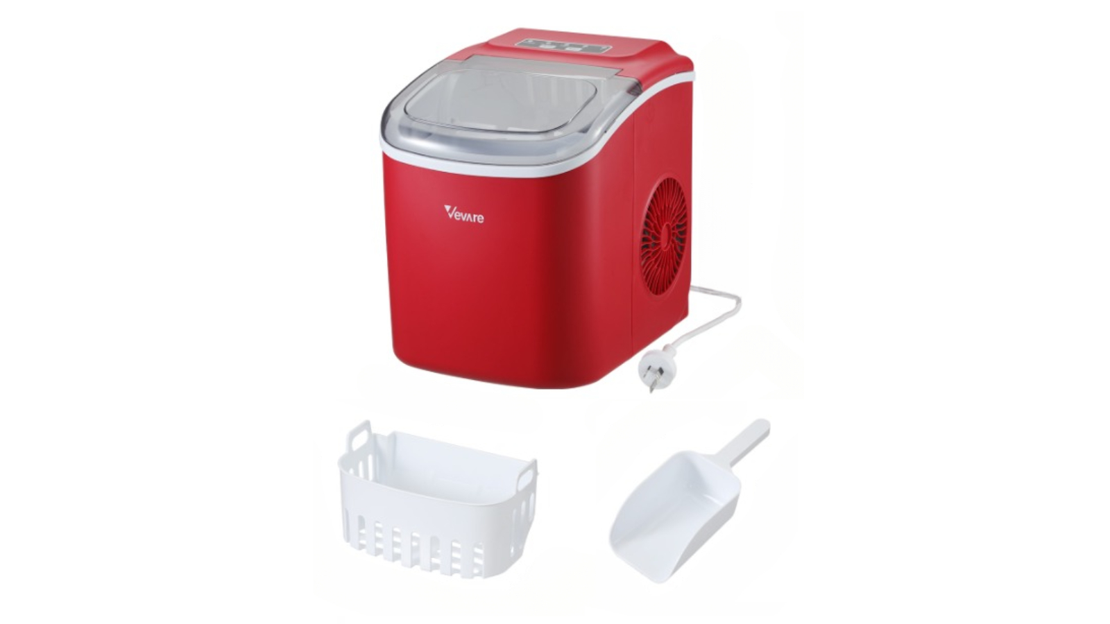 Vevare 12kg Portable Ice Maker Countertop Machine Tray - Red