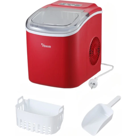 Vevare 12kg Portable Ice Maker Countertop Machine Tray - Red
