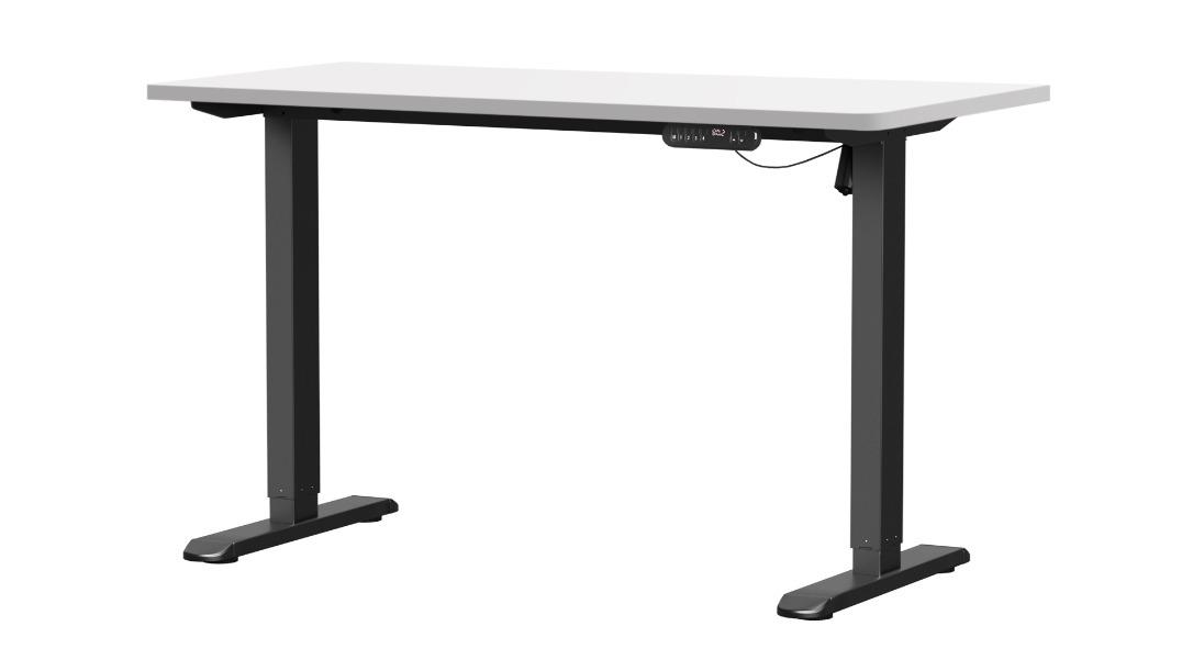 Oikiture 140cm Black Frame Single Motor Electric Standing Desk - White