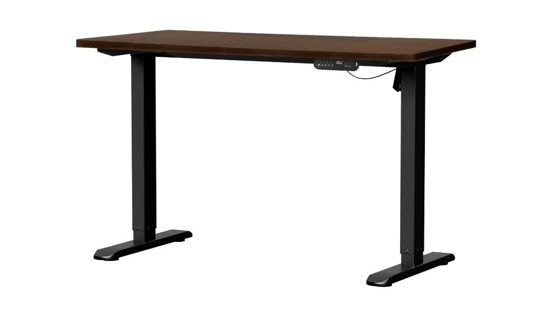 Oikiture 140cm Black Frame Single Motor Electric Standing Desk - Walnut