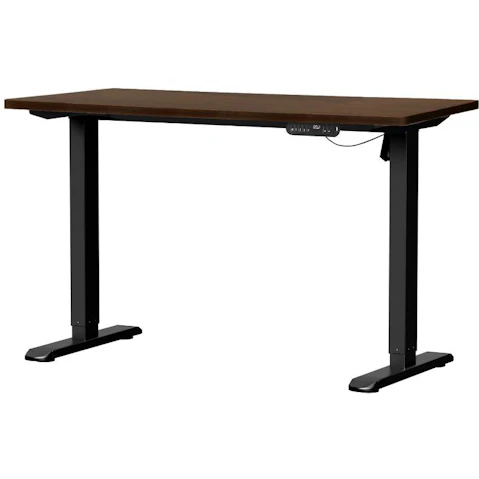 Oikiture 140cm Black Frame Single Motor Electric Standing Desk - Walnut