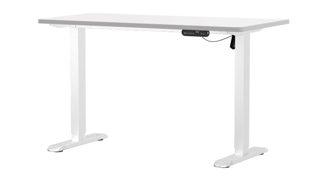 Oikiture 140cm White Frame Single Motor Electric Standing Desk - White