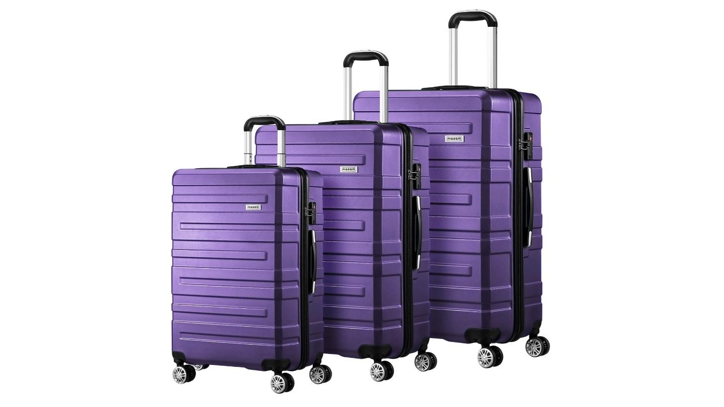 Mazam 3 Piece TSA Lock Luggage Suitcase - Purple