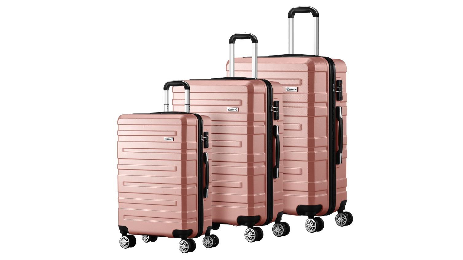 Mazam 3 Piece TSA Lock Luggage Suitcase - Pink