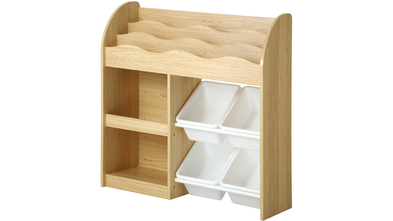 Oikiture 4-Bins Toy Box Storage Organiser Display Shelf