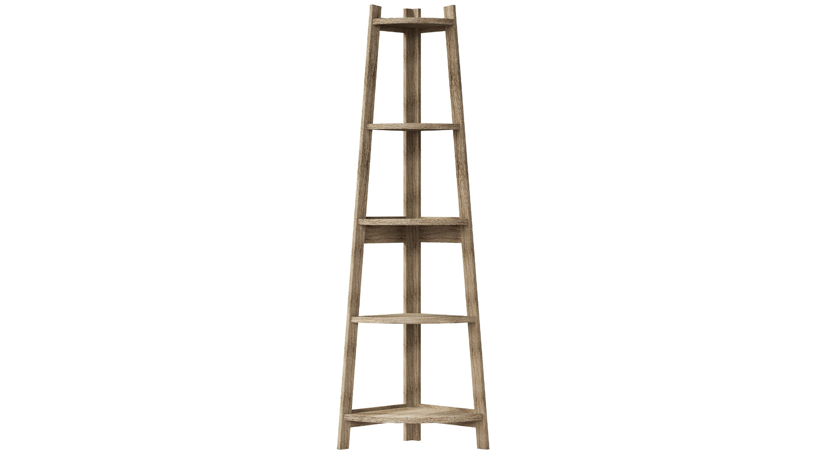 Oikiture 5-Tier Corner Ladder Bookshelf - Natural