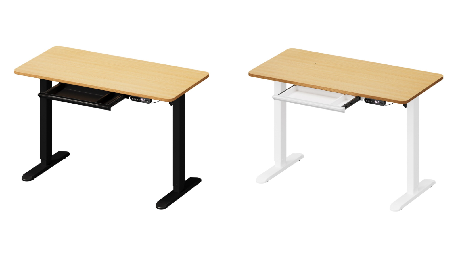 Oikiture 120cm Adjustable Height Electric Standing Desk with Drawer
