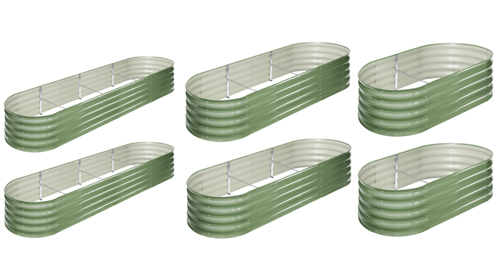 Livsip Set of 2 Green Galvanised Raised Garden Bed