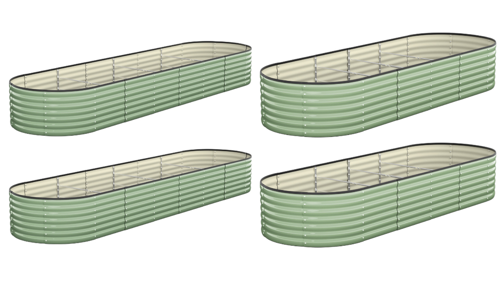 Livsip Set of 2 Black/Green Galvanised Raised Garden Bed