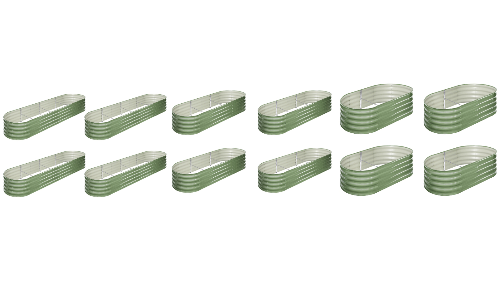 Livsip Set of 4 Green Galvanised Raised Garden Bed