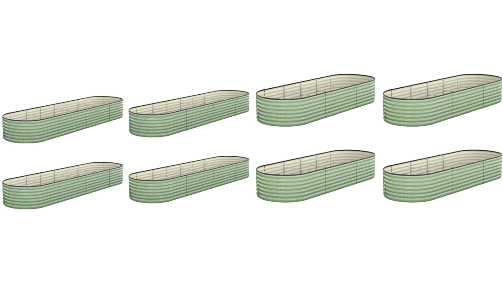 Livsip Set of 4 Black/Green Galvanised Raised Garden Bed