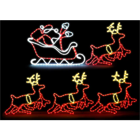 Tinseltown 4 Reindeer Riding Santa Claus Rope Motif Christmas Light