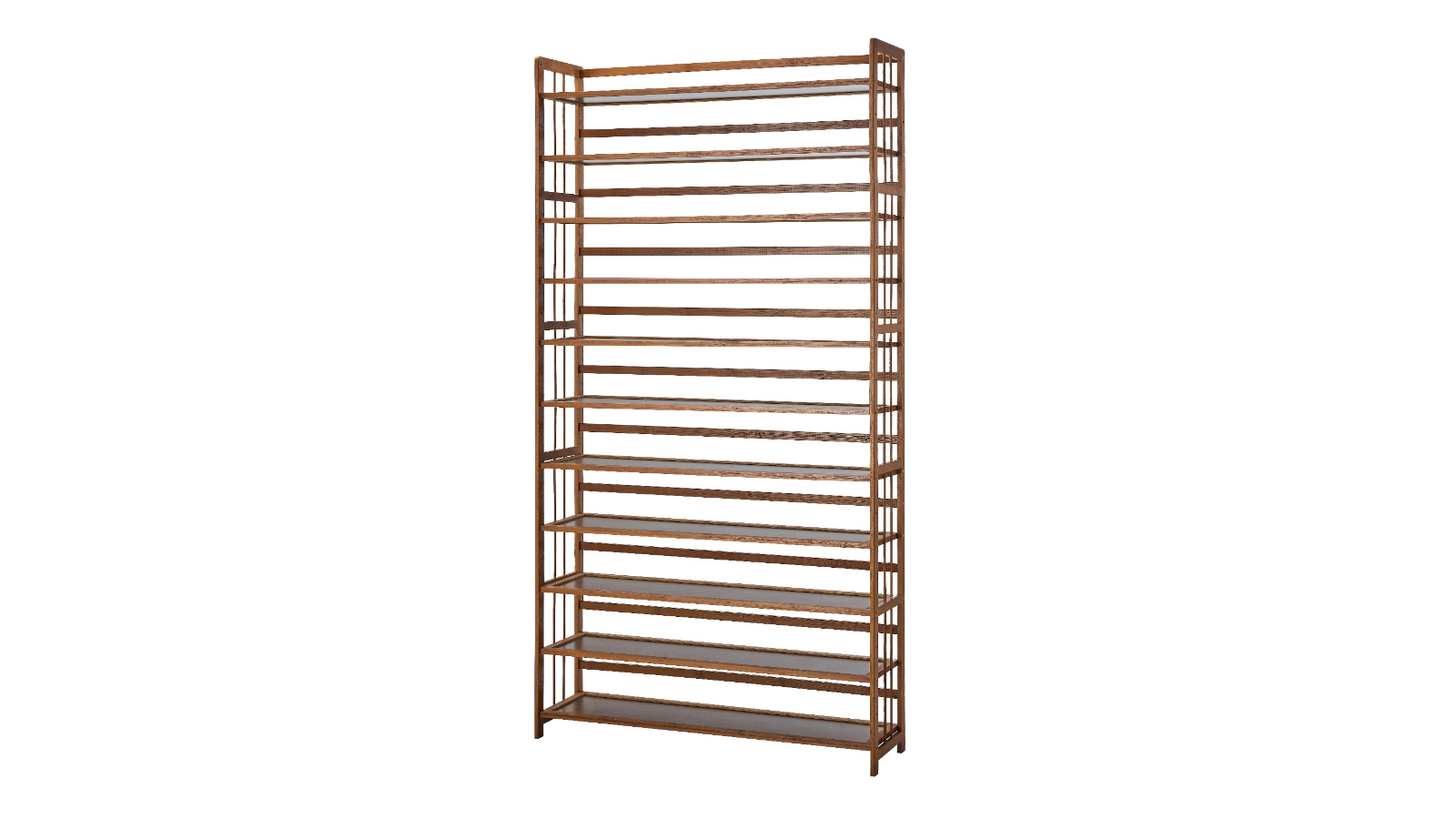 Oikiture 11-Shelve Bamboo Shoe Storage Organizer Stand Rack - Brown