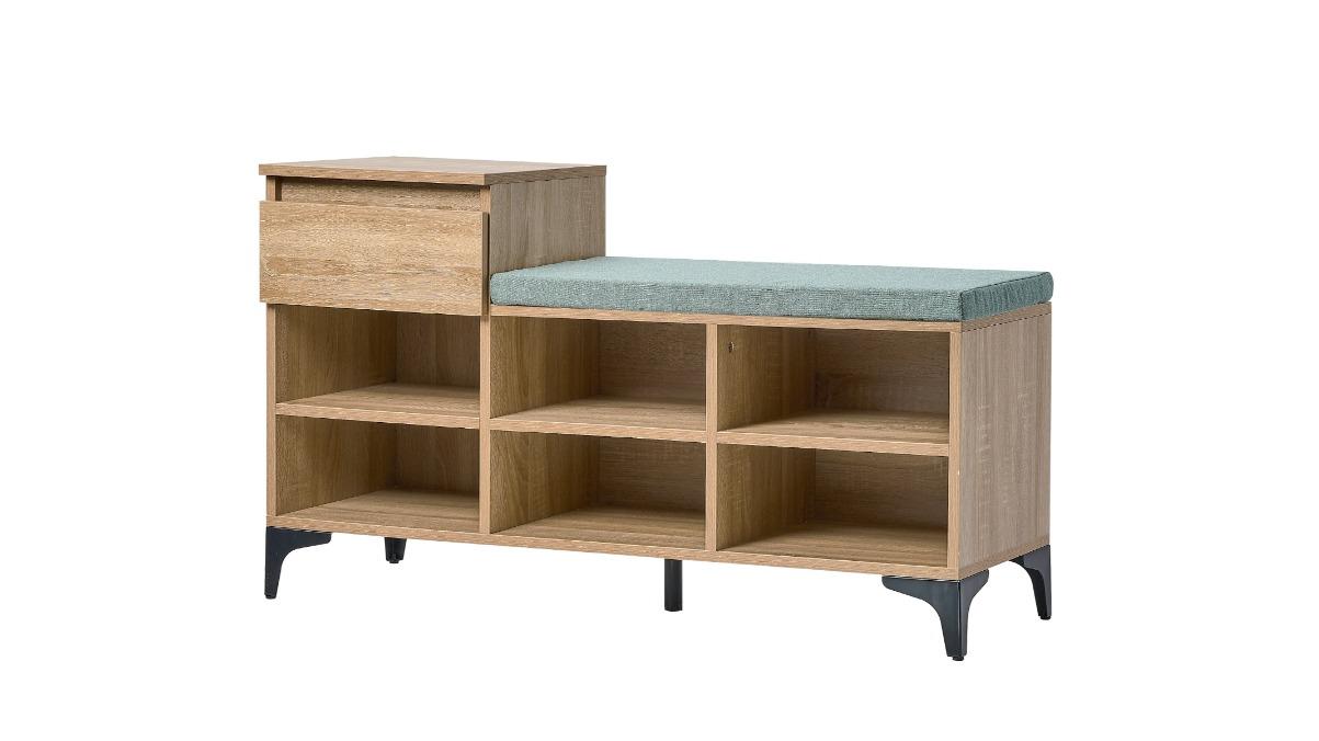 Oikiture 6-Shelves Polyester Seat Shoe Drawer Cabinet