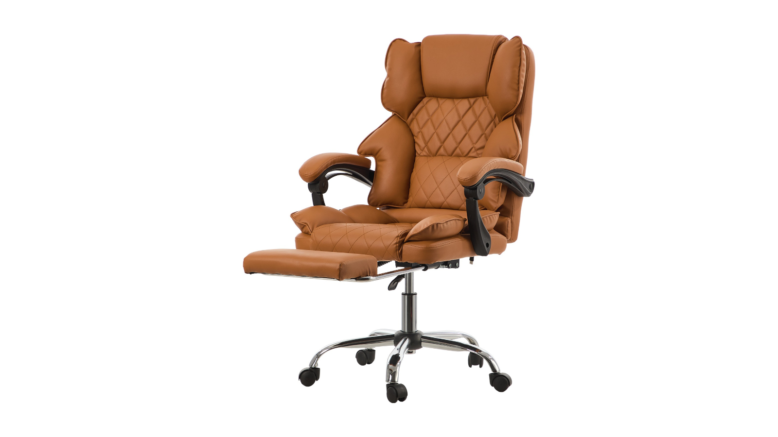 Oikiture PU Leather Adjustable Computer Gaming Massage Office Chair - Brown