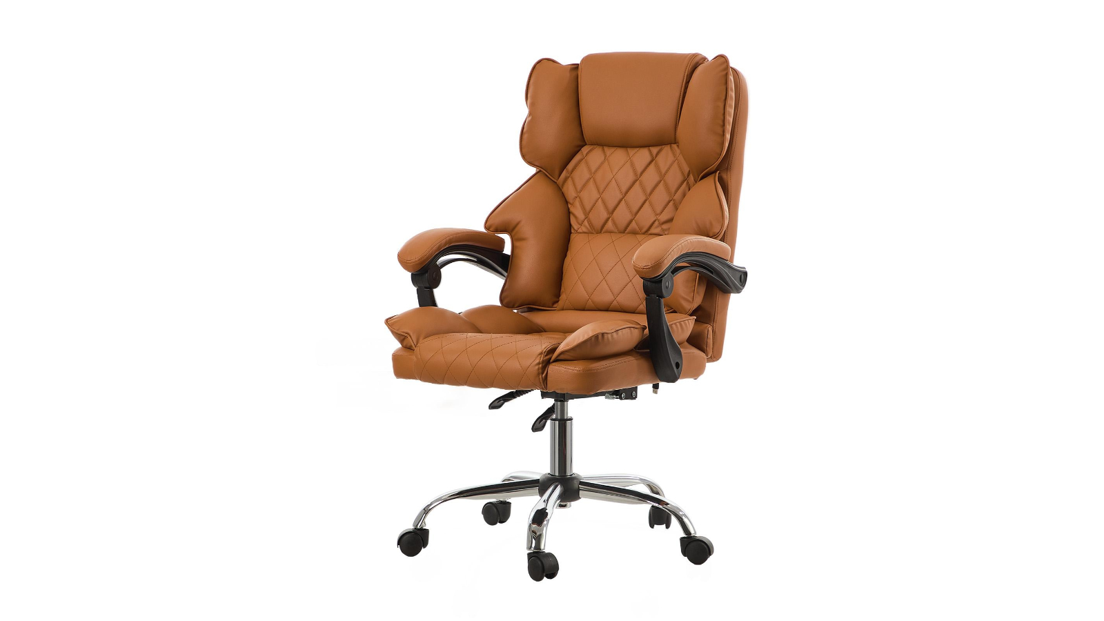 Oikiture Premium PU Leather Computer Gaming Massage Office Chair - Brown