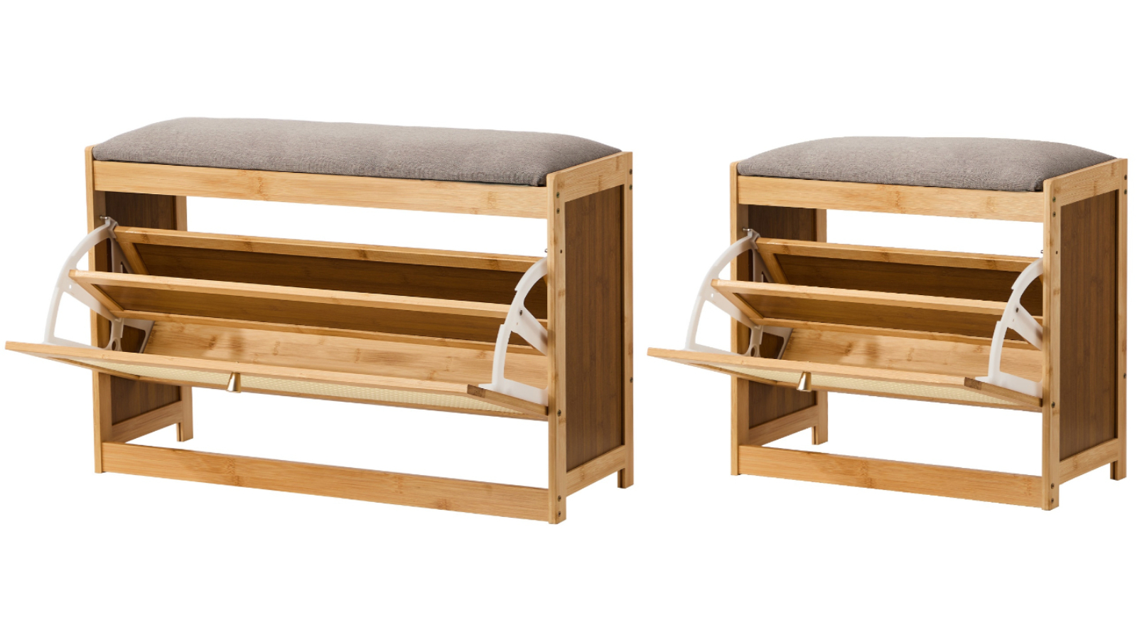 Oikiture 2-in-1 Bamboo Shoe Storage Bench with Seat and Shelf