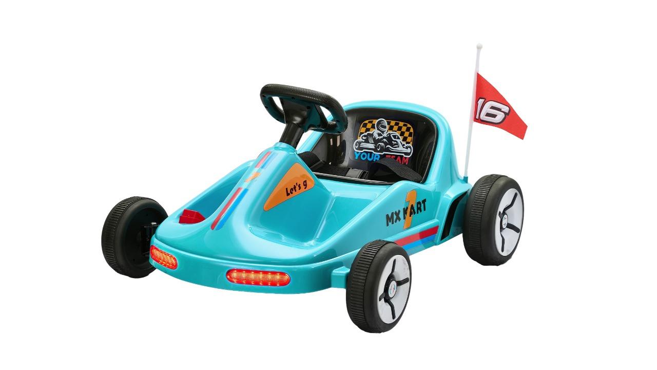 Mazam Kids Electric Bluetooth Light Music Remote Control Ride-On Kart - Blue
