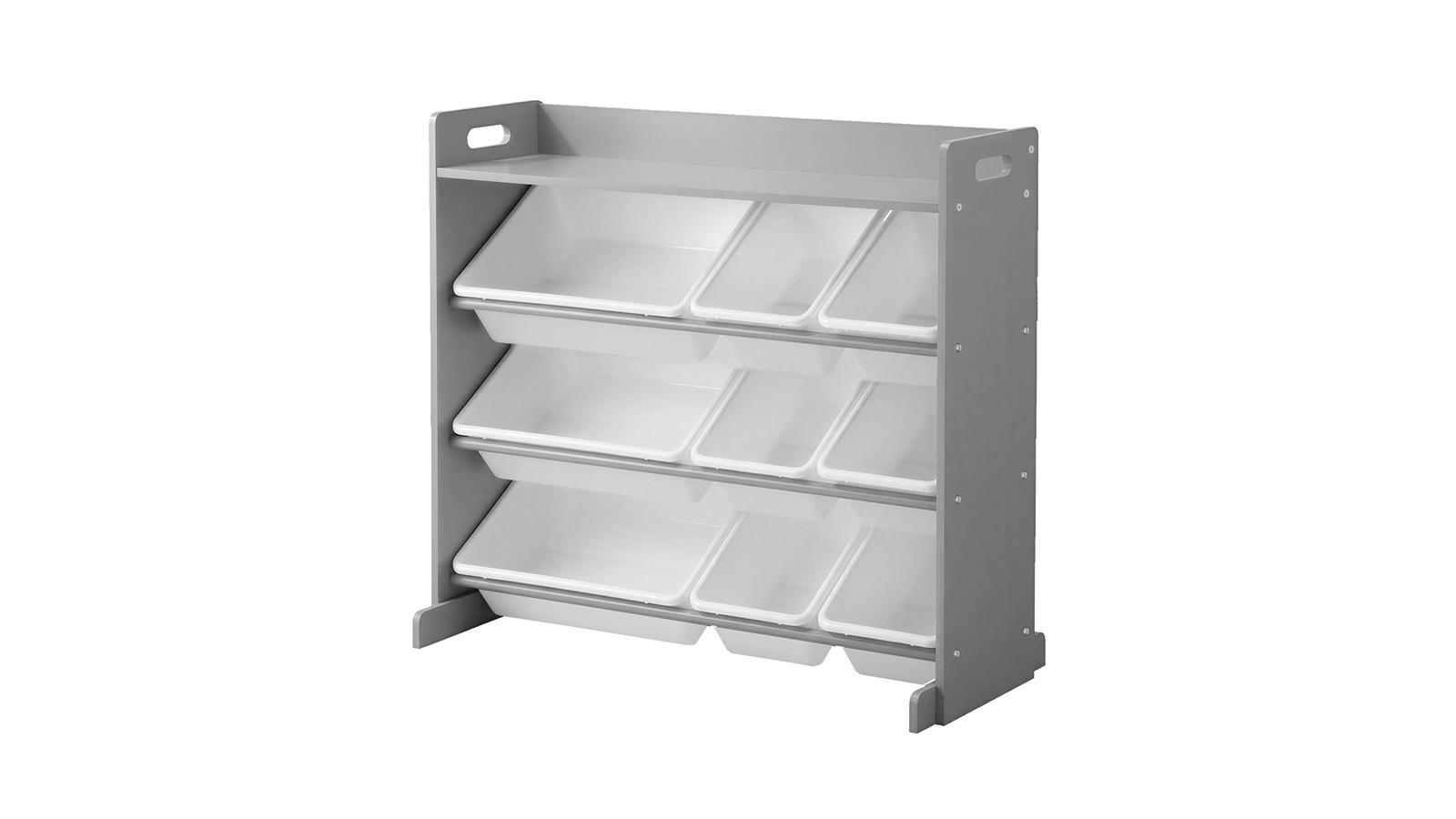 Oikiture 9-Bin Kids Toy Box Bookshelf Organiser - Grey