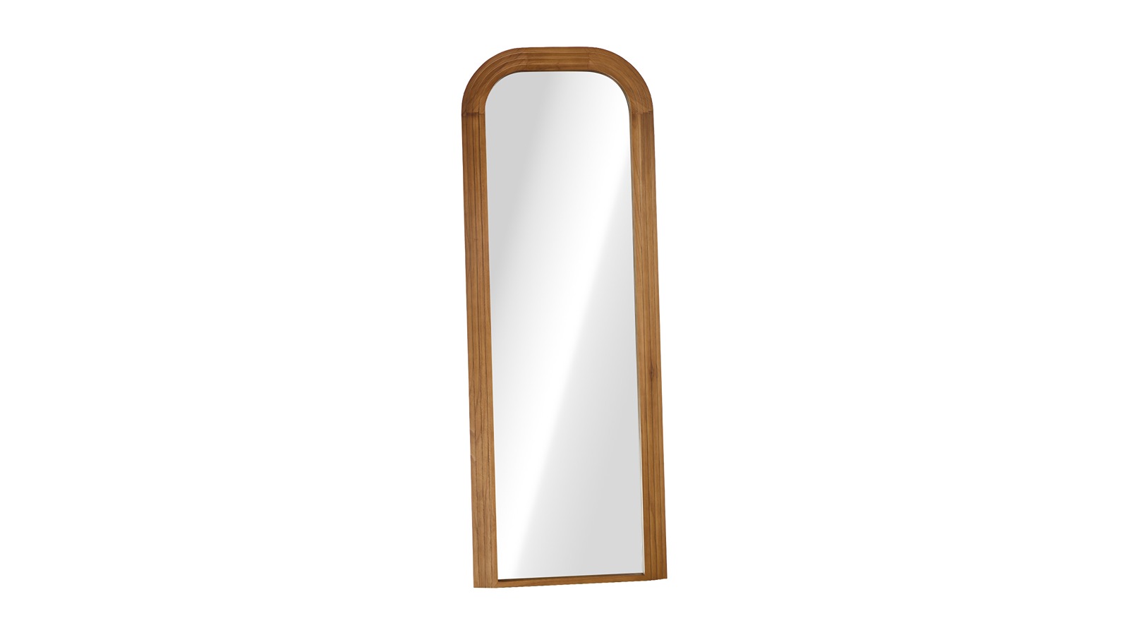 Oikiture 165 x 60cm Top Rounded Full Length Arch Mirror - Brown Wood