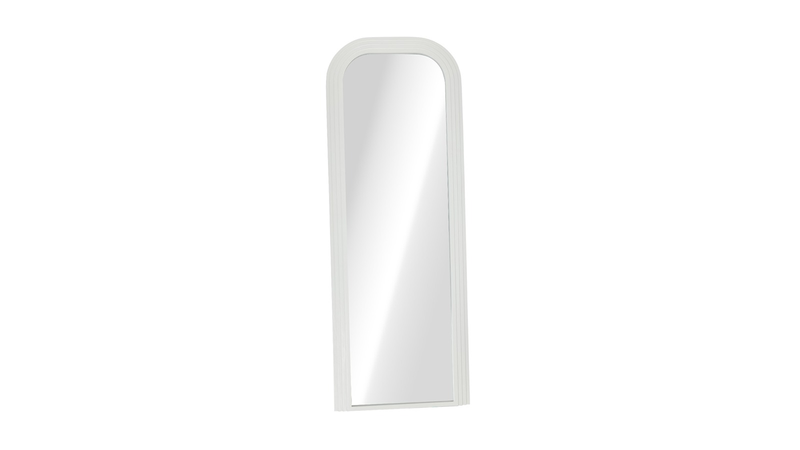 Oikiture 165 x 60cm Top Rounded Full Length Arch Mirror - White Wood