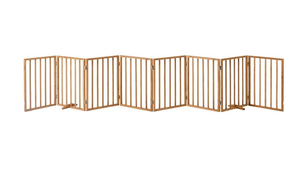Alopet 8-Panel Wooden Pet Playpen Safety Gate - Natural