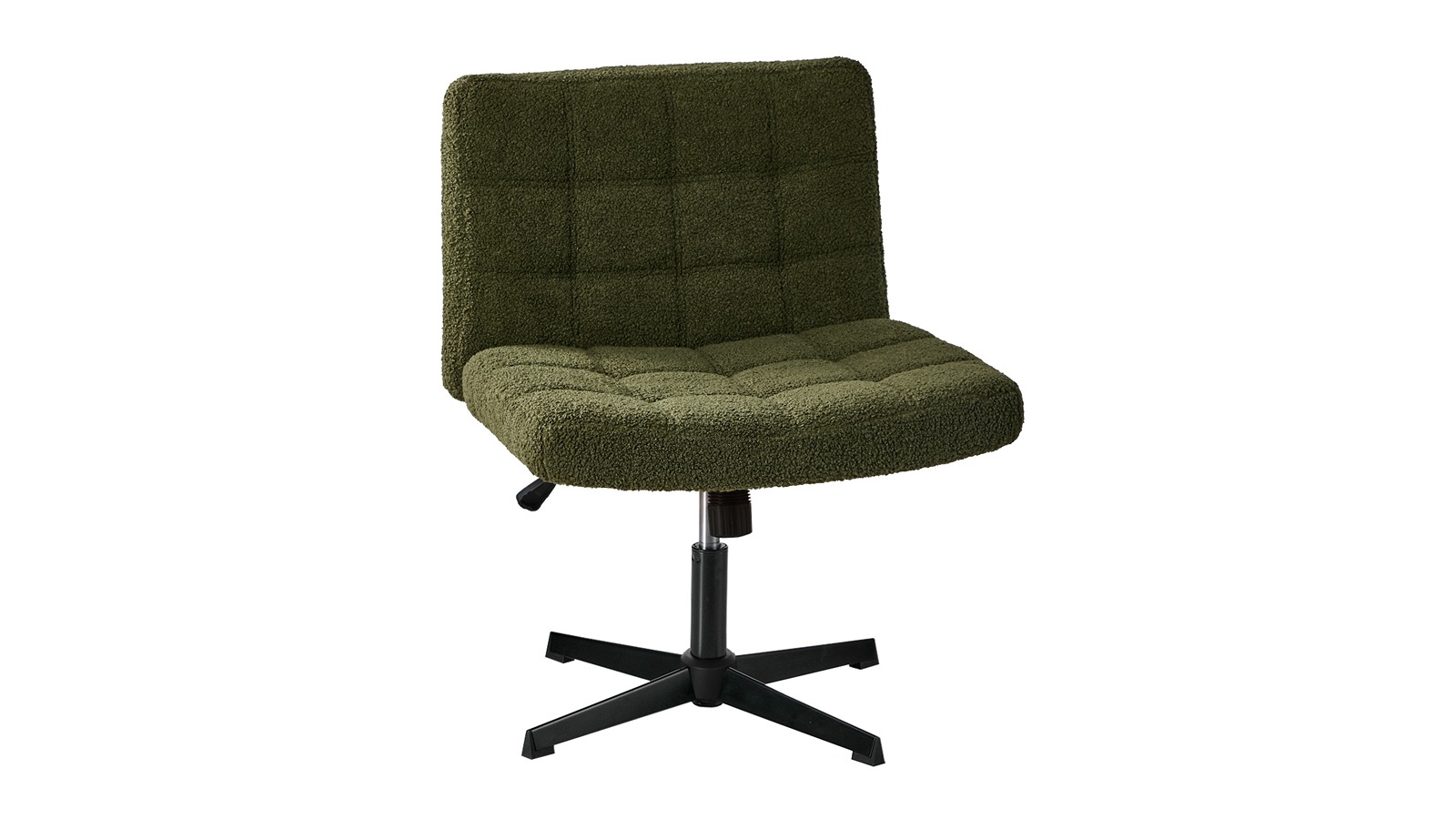 Oikiture Boucle No Wheels Armless Office Chair - Green