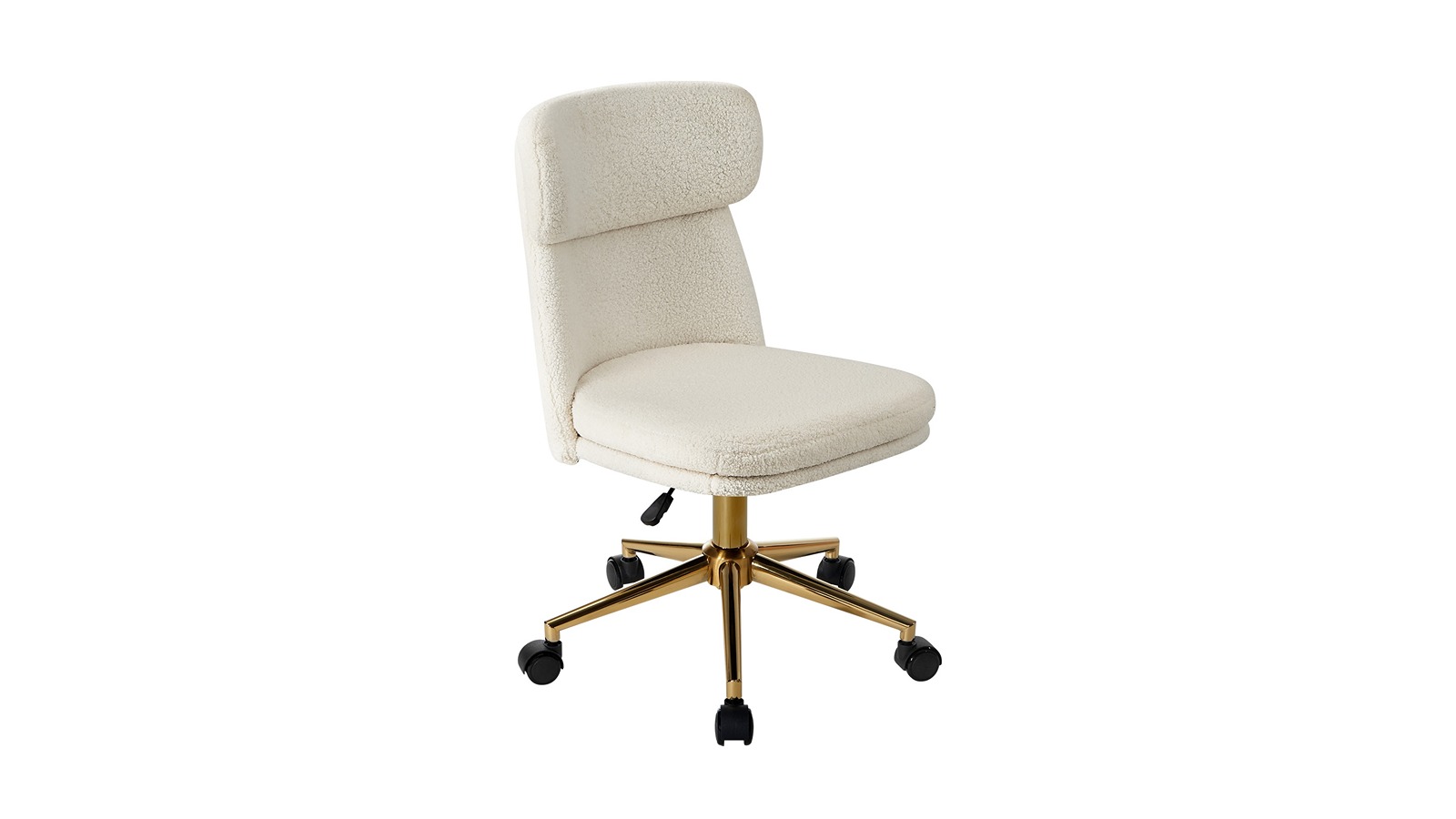Oikiture Fabric Armless Office Chair with Wheels - White