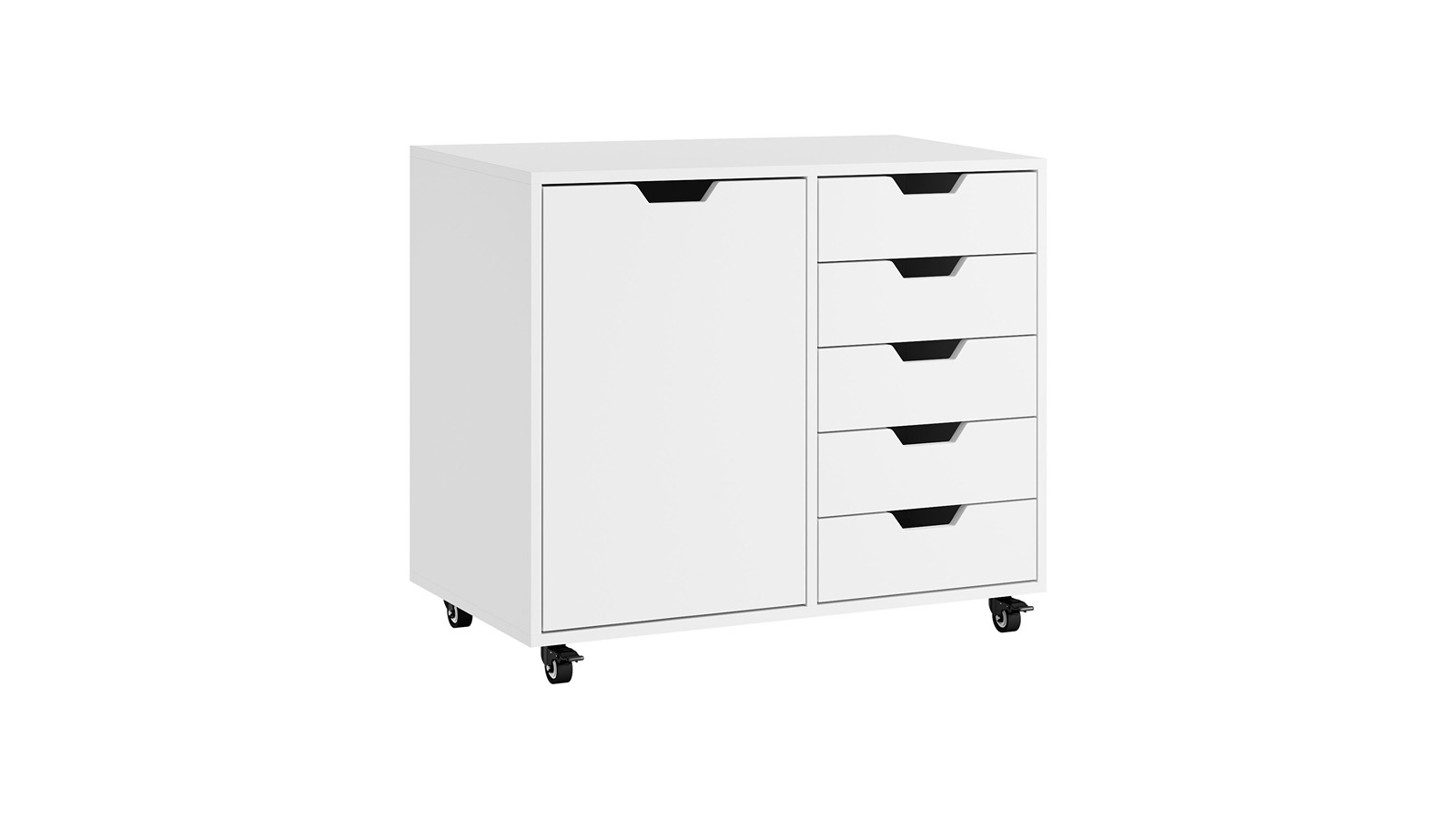 Oikiture 5-Drawer Mobile Office Storage Filing Cabinet - White