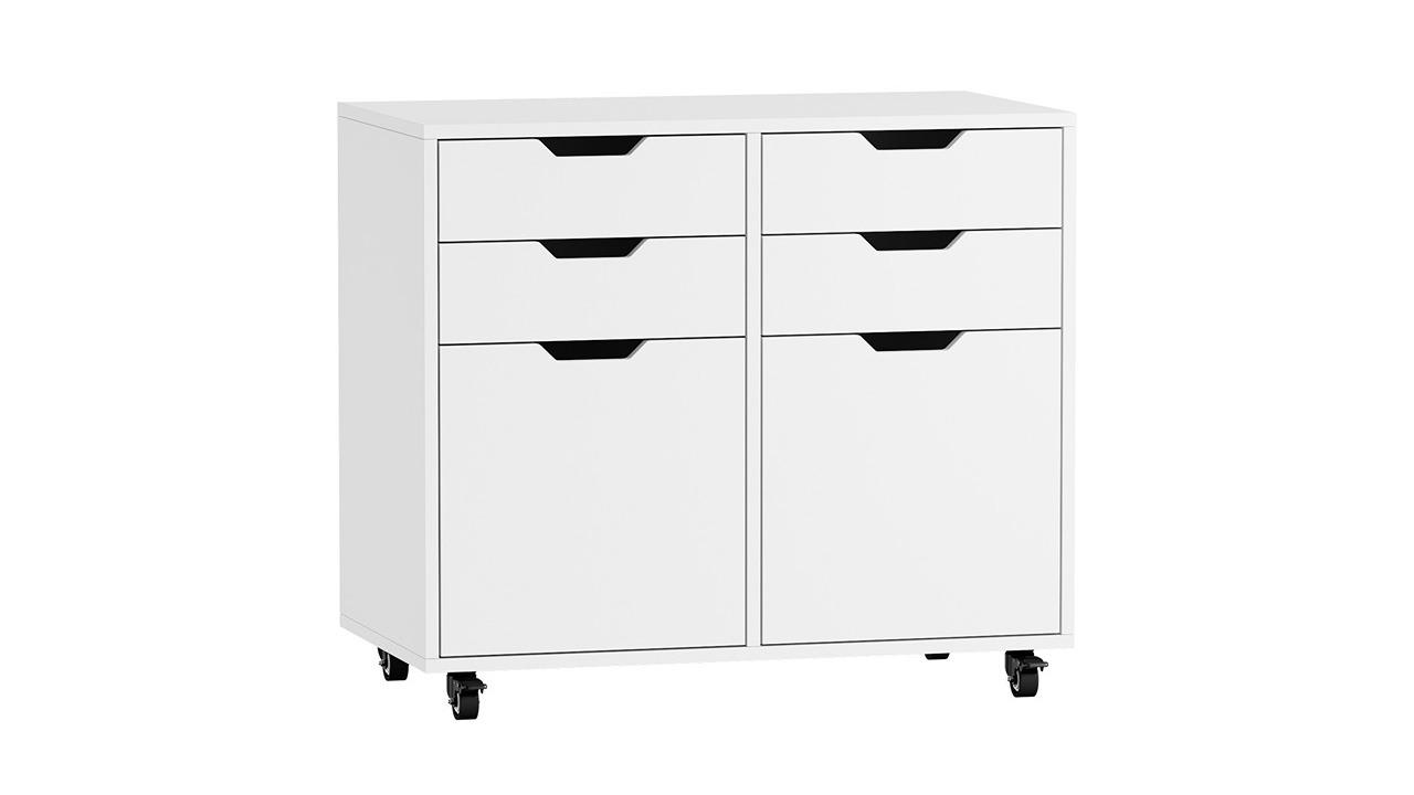 Oikiture 2-Door Mobile Office Storage Filing Cabinet - White