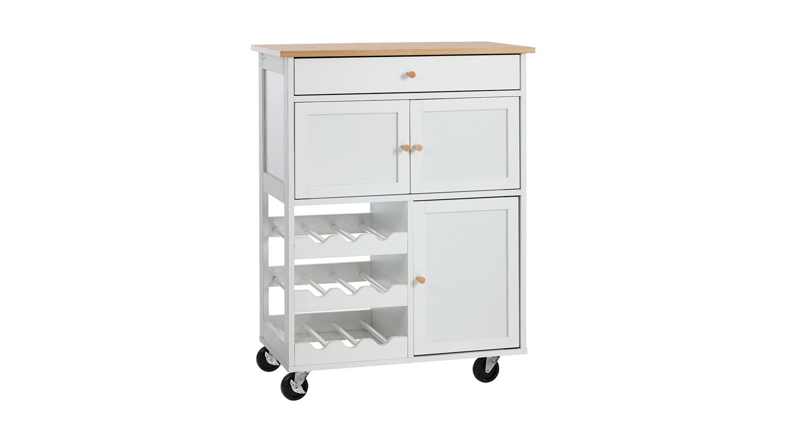 Oikiture Kitchen Serving Trolley with Wine Rack