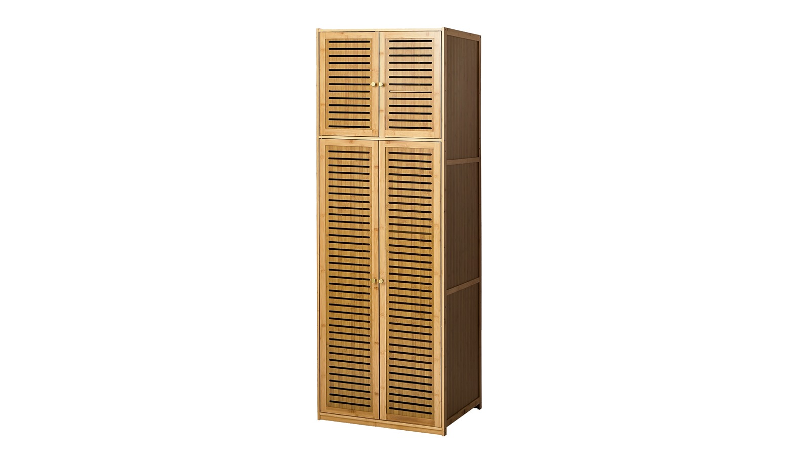Oikiture 4-Door Bamboo Hanging Rod Wardrobe - Natural