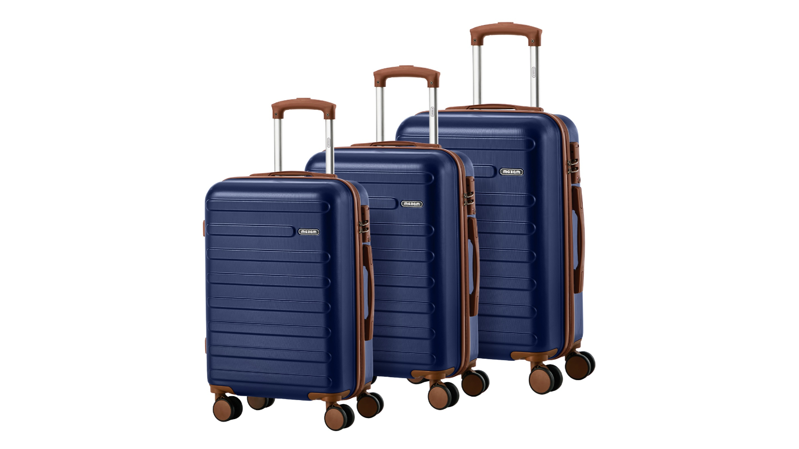 Mazam Set of 3 Luggage Suitcase Trolley - Navy