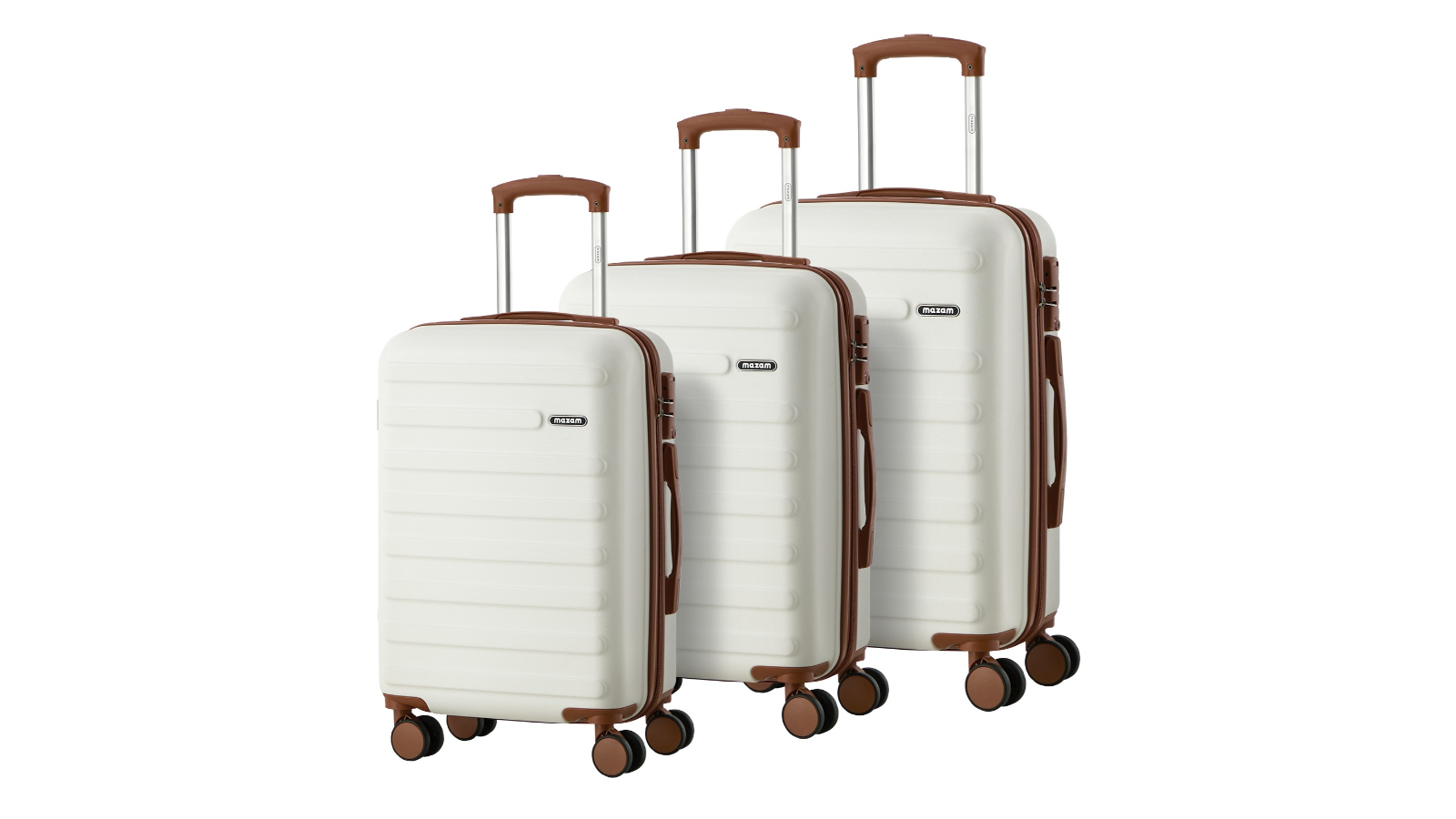 Mazam Set of 3 Luggage Suitcase Trolley - White
