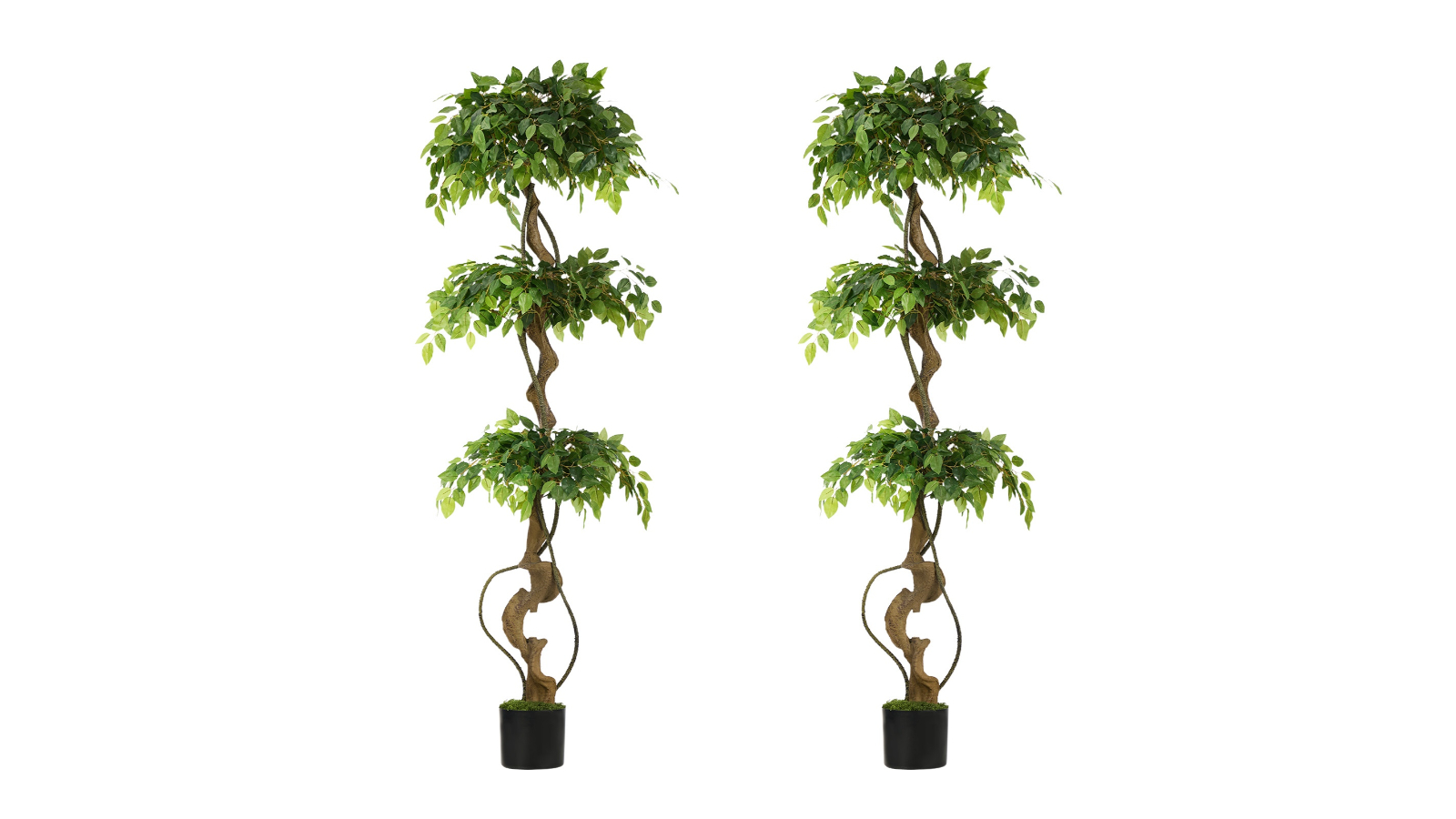 Livsip 2 Piece Artificial Ficus Tree 180cm Large Twisted Ficus Faux Potted Plant