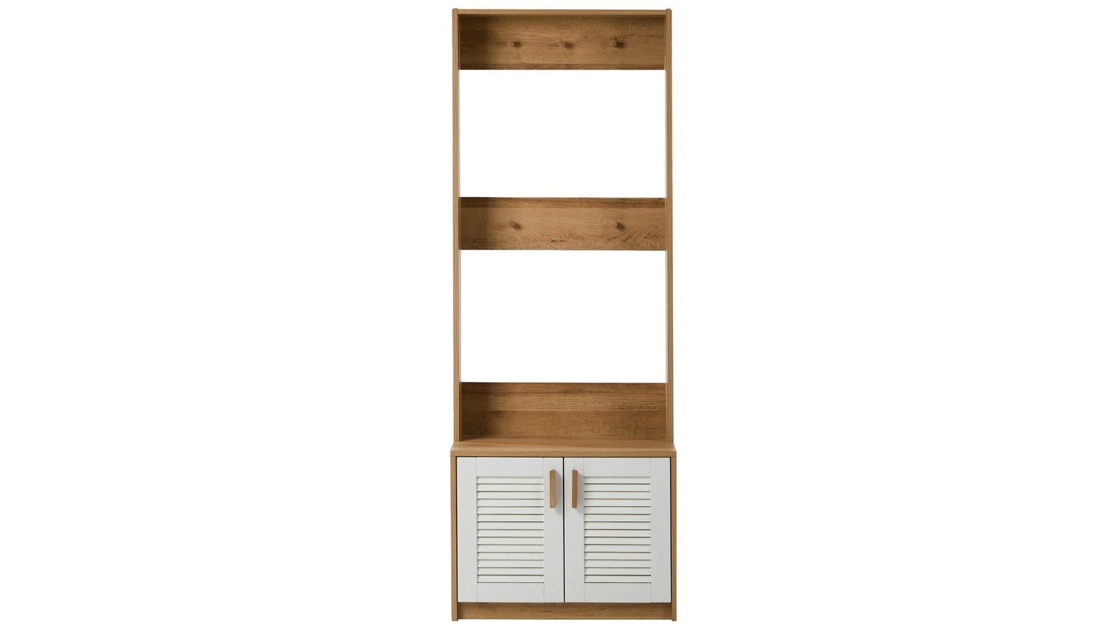 Oikiture Hall Tree Wardrobe Shelf with Bench and Coat Rack - Natural