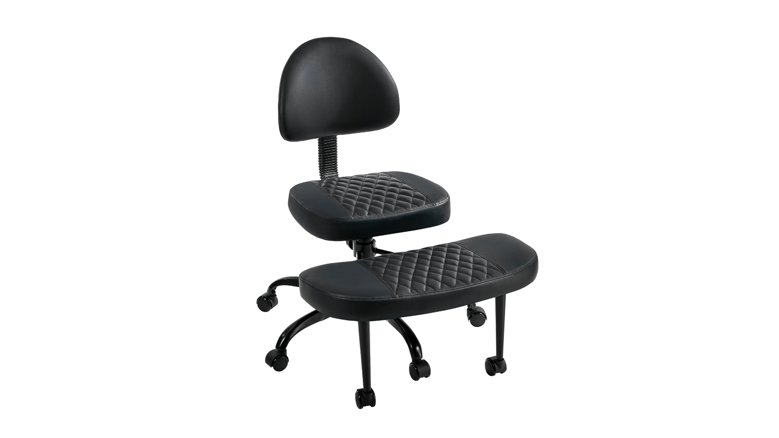 Oikiture Adjustable Cross-Legged Swivel Office Chair with Wheel - Black