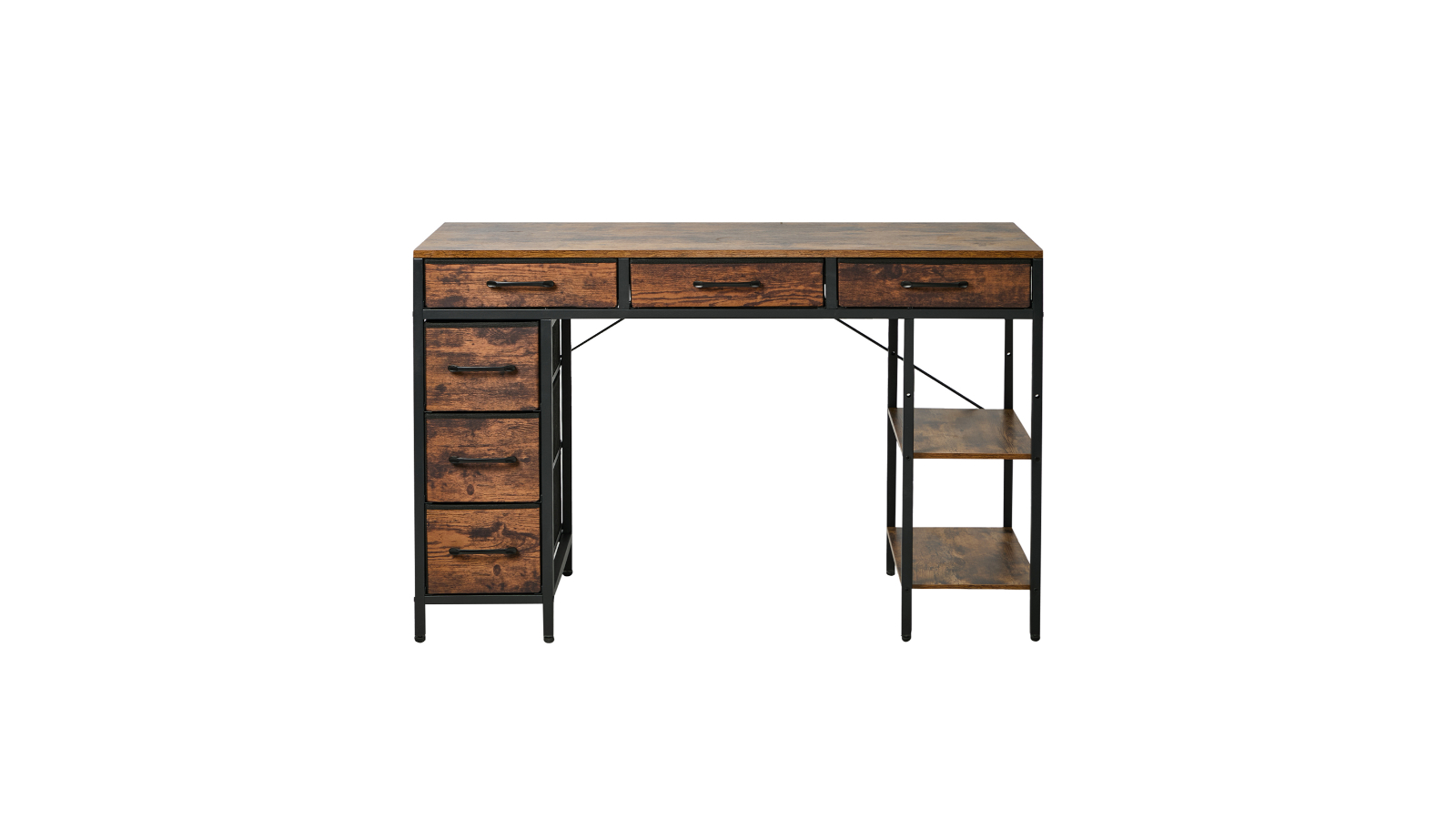 Oikiture Computer Desk with 6 Fabric Drawer - 120cm